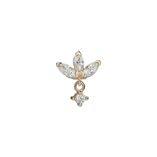 14k Solid Yellow Gold Triple Marquise Gemmed with Dangle End – Giometal ...