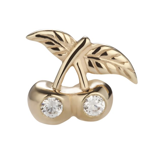 14k Solid Yellow Gold Gemmed Cherry End - Image 2