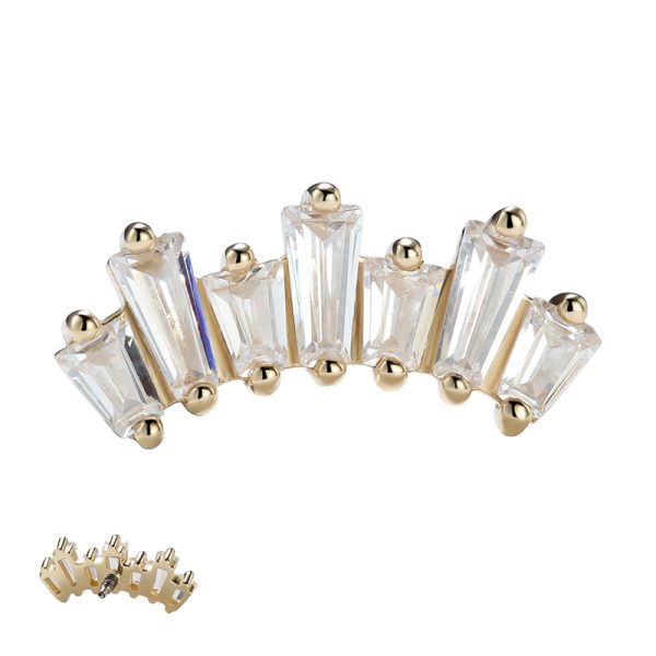 14K Gold Curved Cluster Rectangular Gem End - Image 2