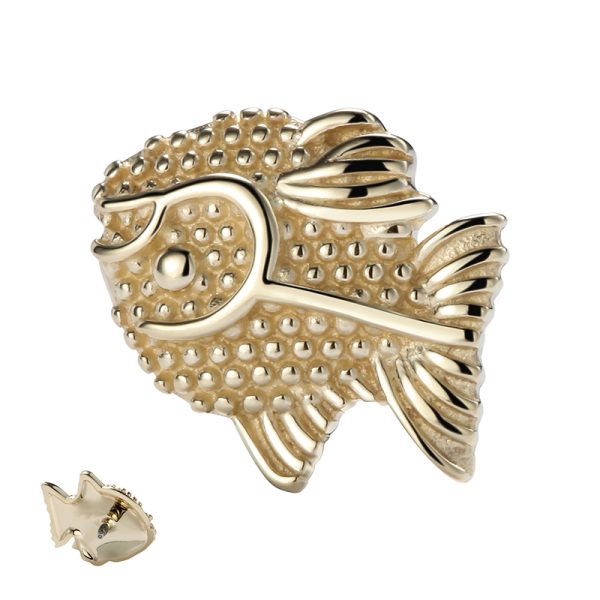 14k Solid Yellow Gold Internally Threaded Tropical Fish End - Image 2