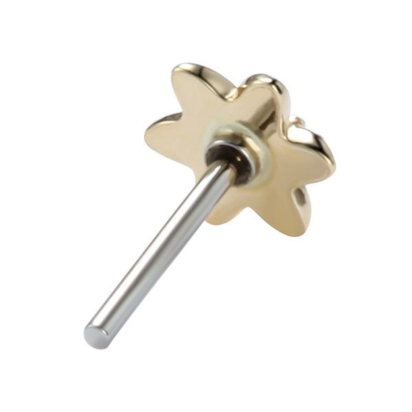 14k Solid Yellow Gold Threadless Flower End - Image 3