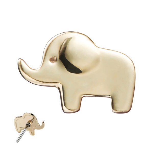 14k Solid Yellow Gold Threadless Elephant End - Image 2