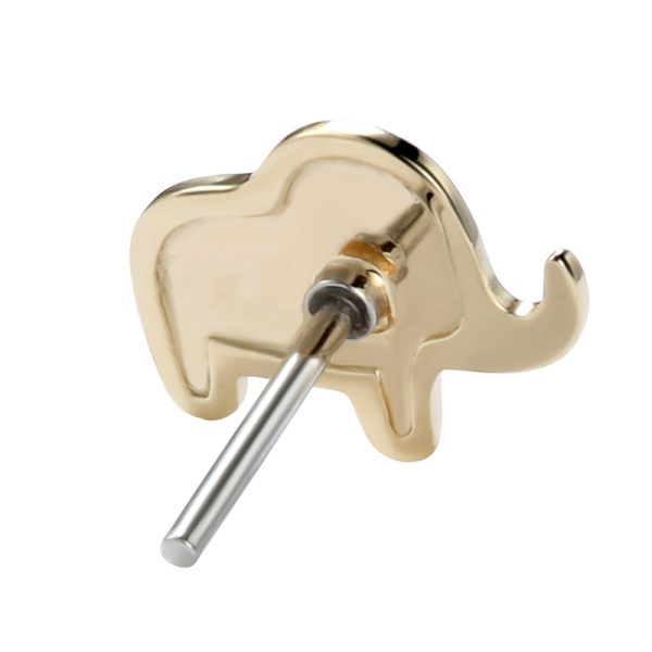 14k Solid Yellow Gold Threadless Elephant End - Image 3