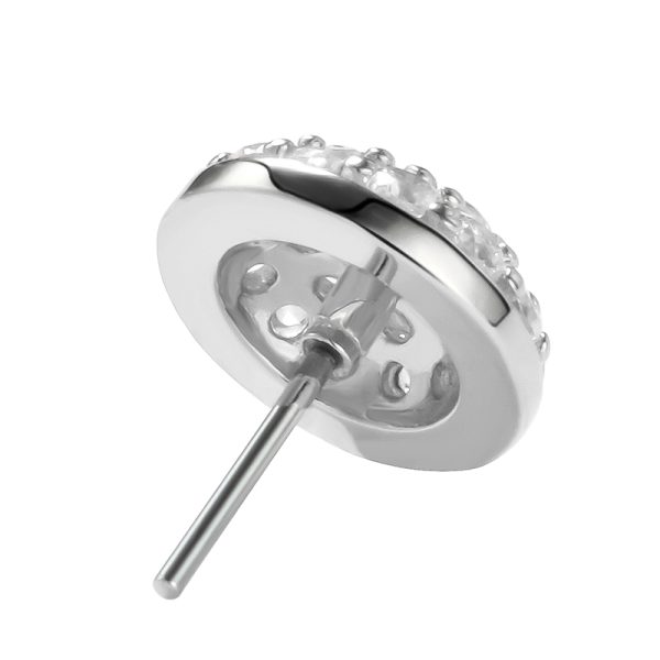 14k Solid White Gold Threadless with Multi-Gem Bud End - Image 2