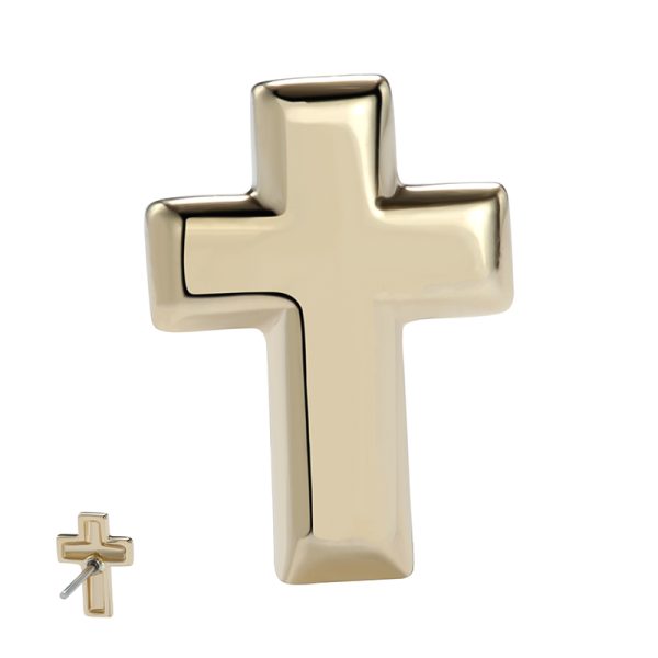 14k Solid Yellow Gold Threadless Cross End - Image 2