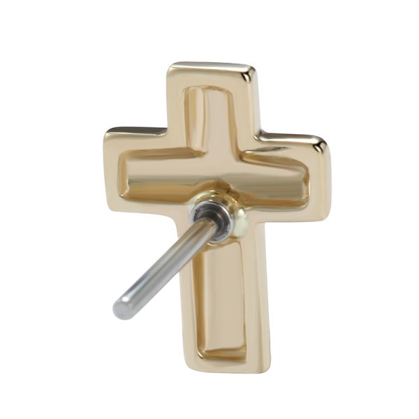 14k Solid Yellow Gold Threadless Cross End - Image 3