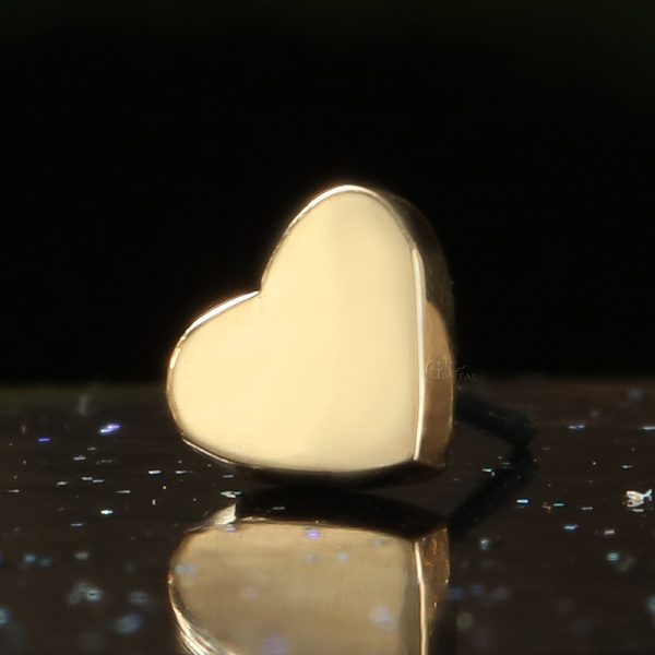 14k Solid Yellow Gold Threadless Heart End - Image 3