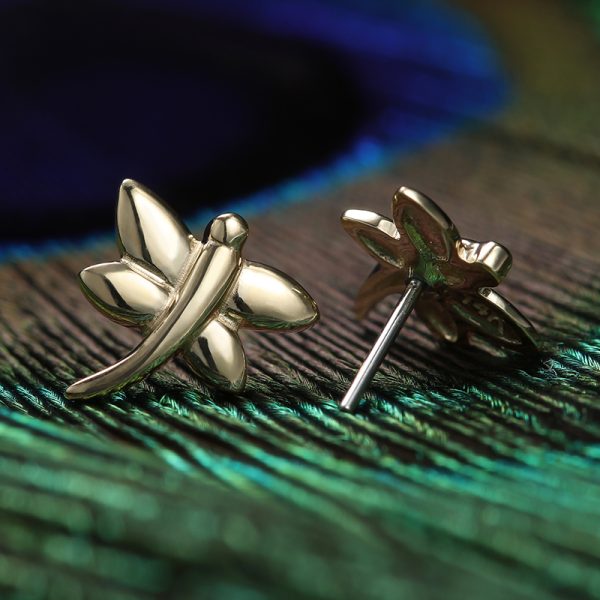 14k Solid Yellow Gold Threadless Dragonfly End - Image 4