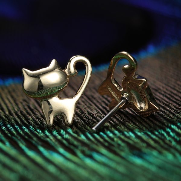 14k Solid Yellow Gold Threadless Cat End - Image 4