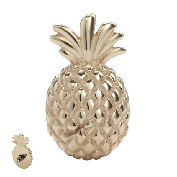 14k Solid Yellow Gold Internally Threaded Pineapple End - Image 2