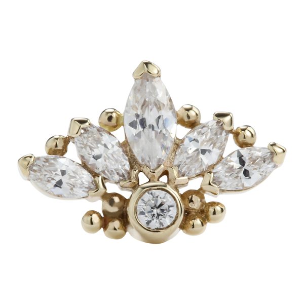 14k Solid Yellow Gold Marquise Gem Cluster End - Image 2