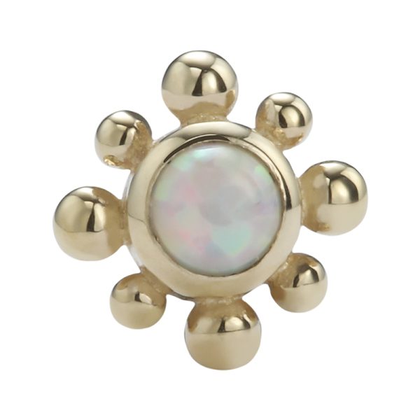 14k Solid Yellow Gold Beads Around Opal End - Image 2