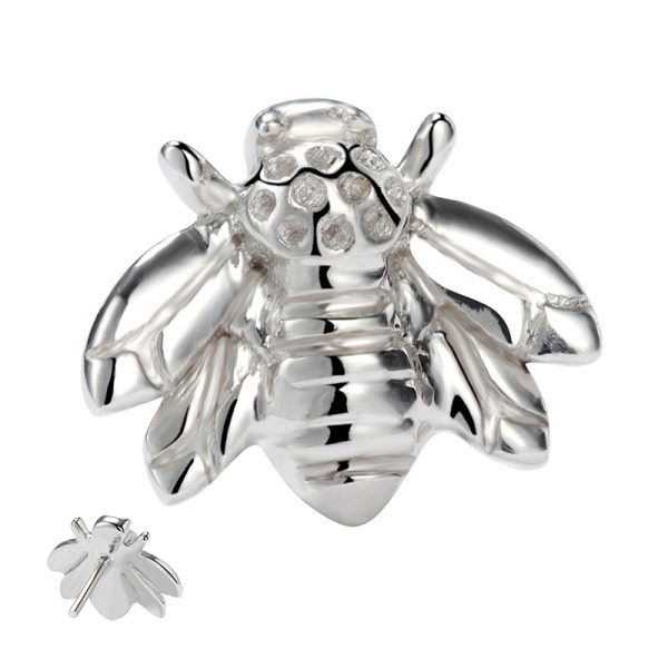 14k Solid White Gold Threadless Bee End - Image 2