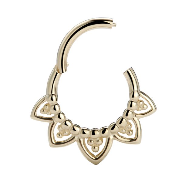 14k Solid Yellow Gold Hollow Petal Septum Clicker - Image 2