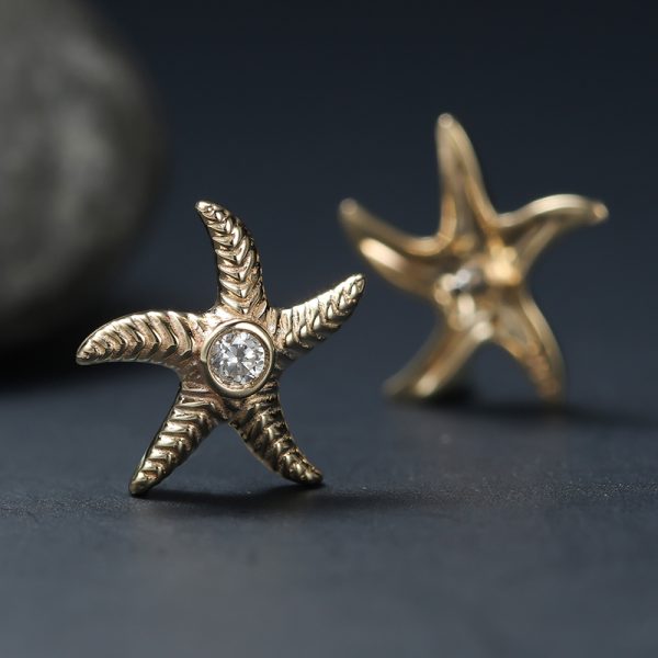 14k Solid Yellow Gold Internally Threaded Starfish End - Image 3