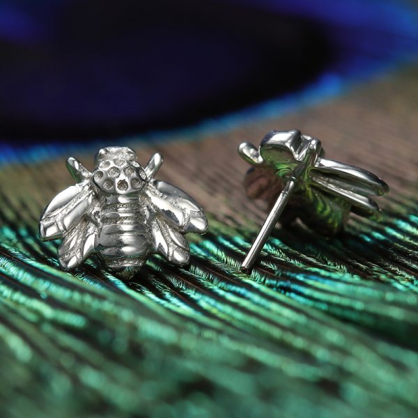 14k Solid White Gold Threadless Bee End - Image 4