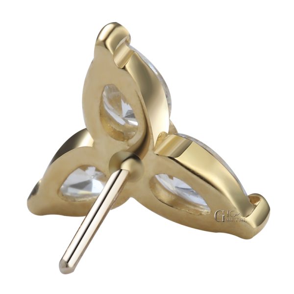 14k Solid Yellow Gold Marquise Trinity Threadless End - Image 3