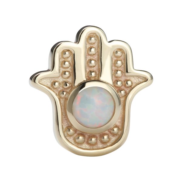 14k Solid Yellow Gold Threadless Bezel Set Opal in Hand Shape End - Image 4