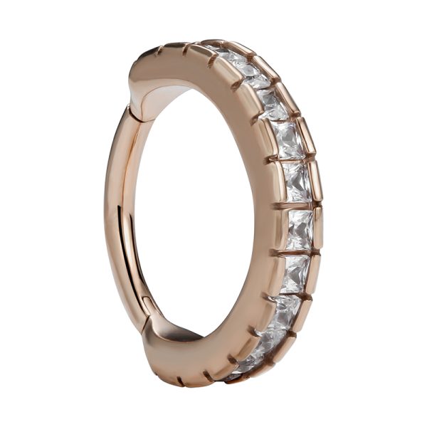 14k Solid Rose Gold Side-Set Gemmed Hinged Segment Ring - Image 3