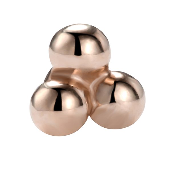 14k Solid Rose Gold Threadless Ball Trinity End - Image 2