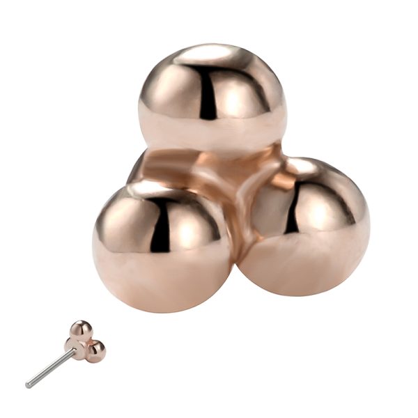 14k Solid Rose Gold Threadless Ball Trinity End - Image 3