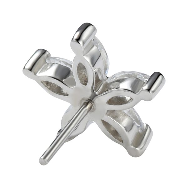 14k Solid White Gold Threadless Five Marquise Cluster Star End - Image 2