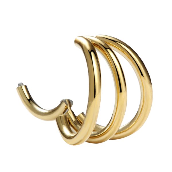 PVD Gold Titanium 3 Stack Ear Hinged Daith Ring - Image 2