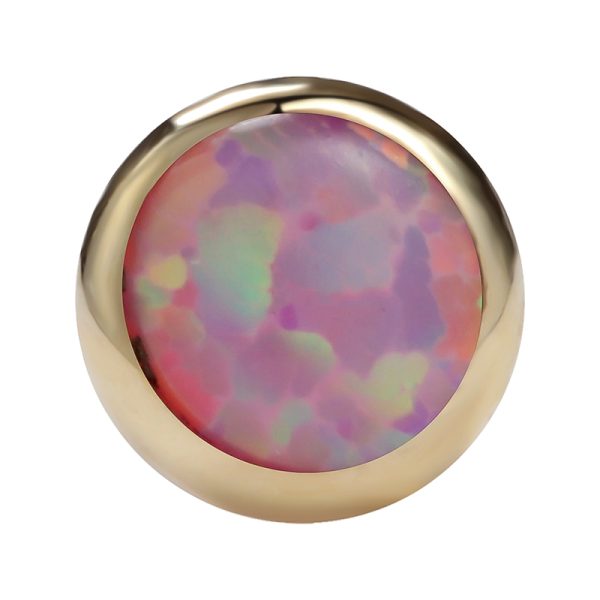 14k Solid Yellow Gold Internally Threaded Round Opal End - Image 2