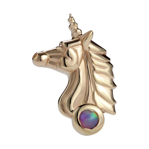 14k Solid Yellow Gold Internally Threaded Unicorn End - Image 2