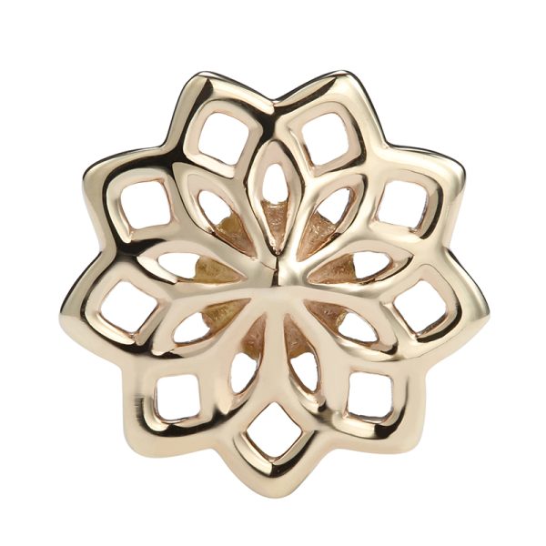 14k Solid Yellow Gold Internally Threaded Hollow Flower End - Image 2