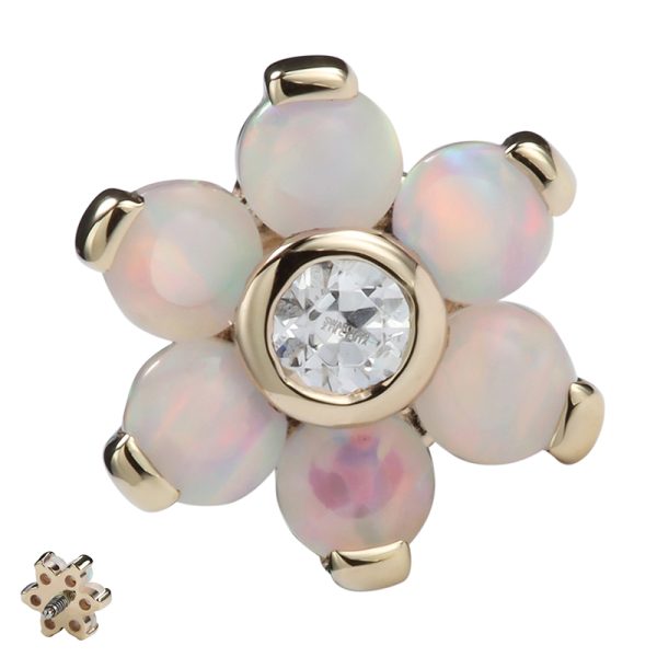 14k Solid Yellow Gold Internally Threaded Opal End - Image 2