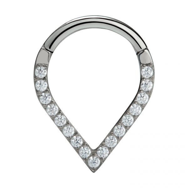 14k Solid White Gold Teardrop Hinged Ring - Image 2