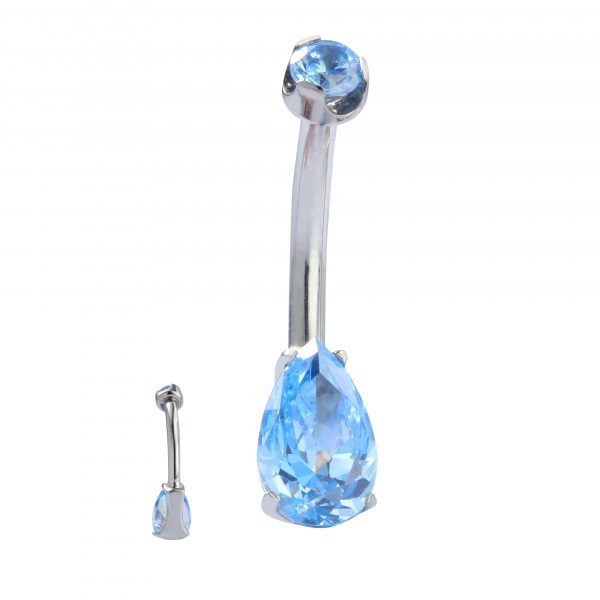 Titanium Teardrop Double Jeweled Navel Ring - Image 2