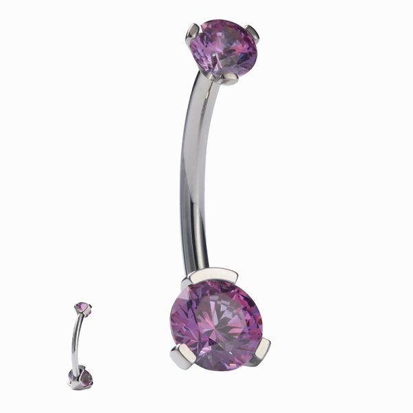 Prong Set Titanium Gemmed Navel Ring - Image 2