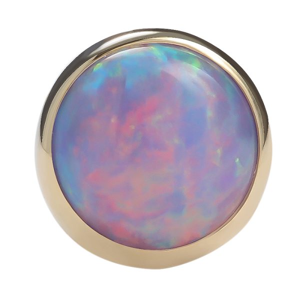 14k Solid Yellow Gold Internally Threaded Round Opal End - Image 2