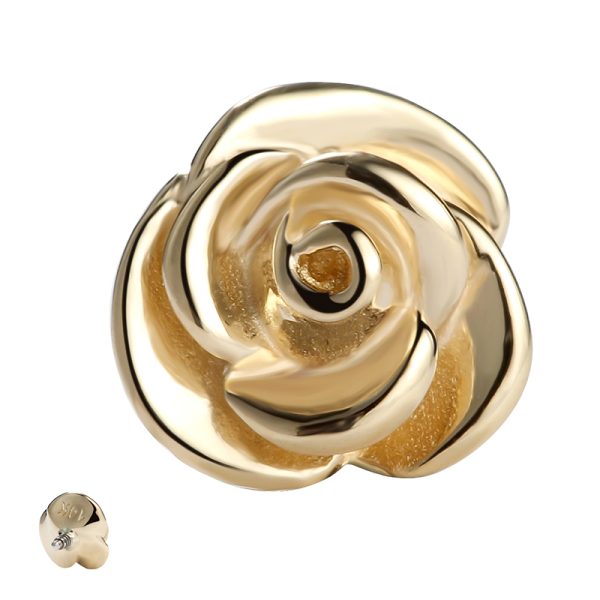 14K Yellow Gold Rose Threaded End - Image 3