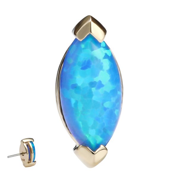 14k Solid Yellow Gold Opal Marquise Threadless End - Image 2