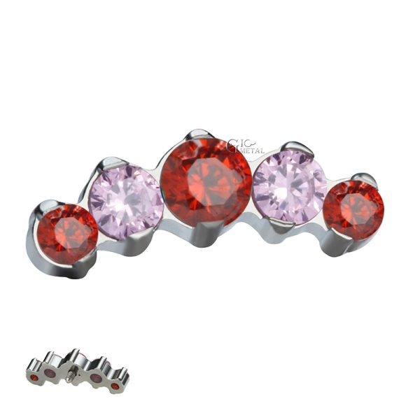 Internally Threaded Curved Cluster Prong Set Cubic Zircon End - Image 2