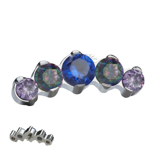 Titanium Internally Threaded Curved Cluster Prong Set Cubic Zircon End - Image 3