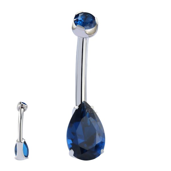 Titanium Teardrop CZ Navel Ring - Image 2