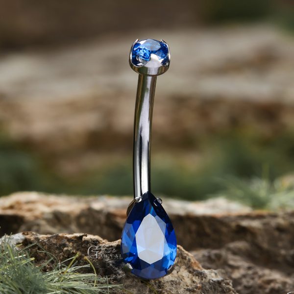 Titanium Teardrop CZ Navel Ring - Image 3