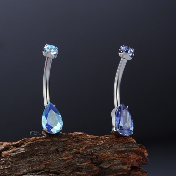 Titanium Teardrop CZ Navel Ring - Image 5