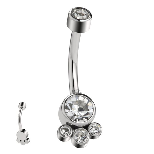 Titanium Internally Threaded Double Jeweled Navel Ring - Image 2