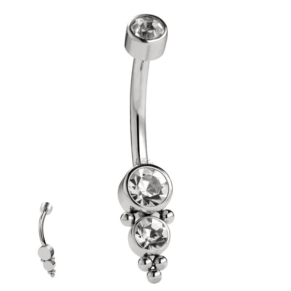 Titanium Internally Threaded Beaded Navel Ring - Image 2