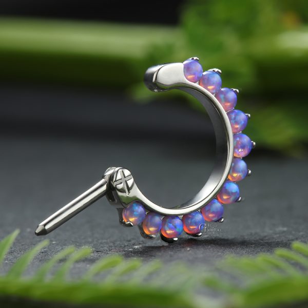 Full Front Opal Titanium Daith Rook Ring - Image 6