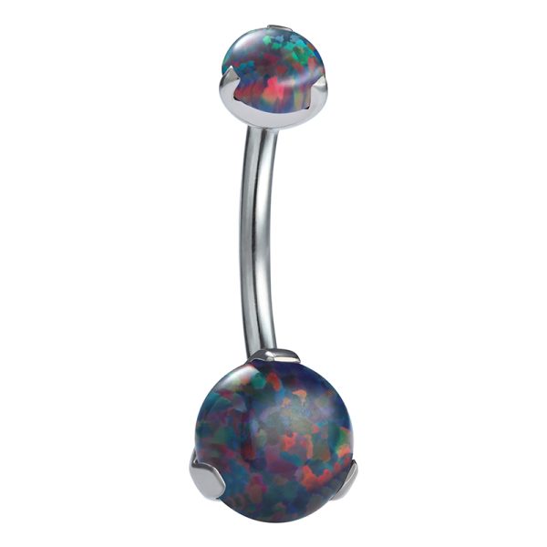 Titanium Claw Set Opal Navel Ring - Image 2