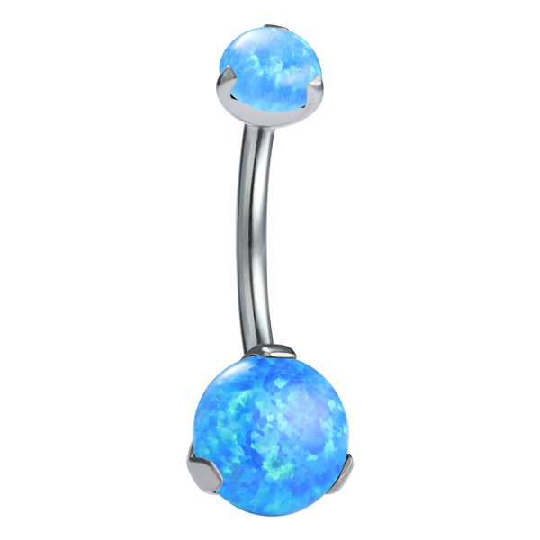 Titanium Claw Set Opal Navel Ring - Image 2