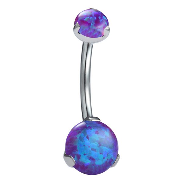 Prong Set Opal Titanium Navel Ring - Image 2