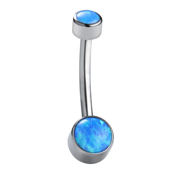 Bezel Set Opal Titanium Navel Ring - Image 2