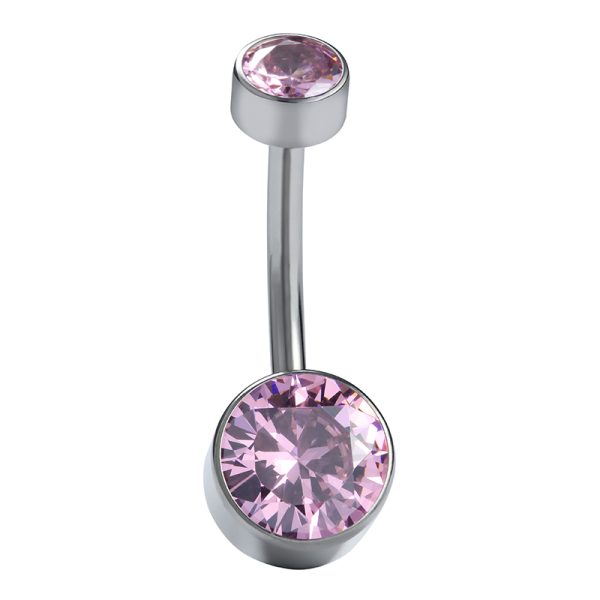 Titanium Pink Gemmed Navel Ring - Image 2